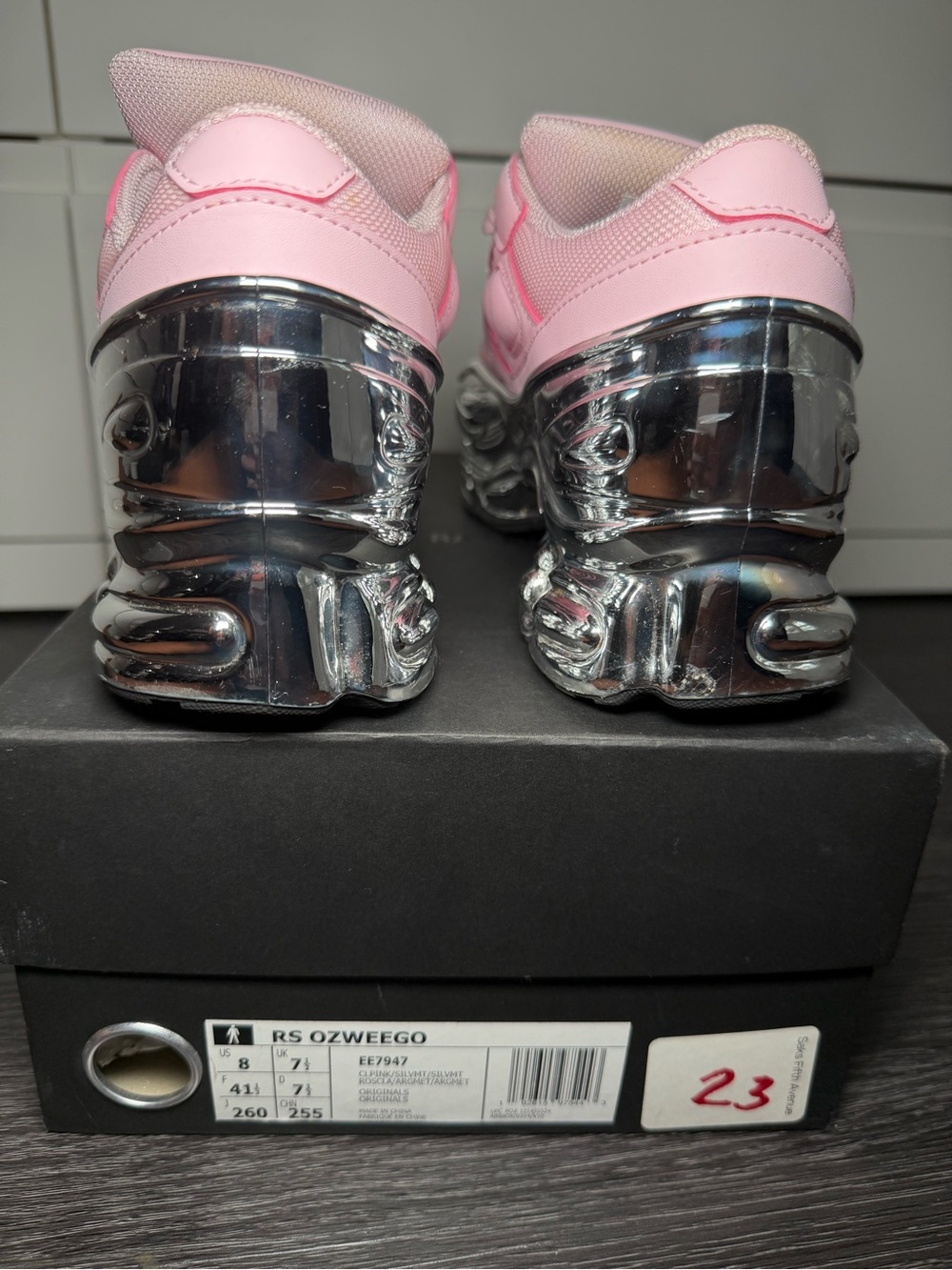 ADDIDAS X RAF
Pink & Silver Runner Sneakers - Picture 7 of 8
